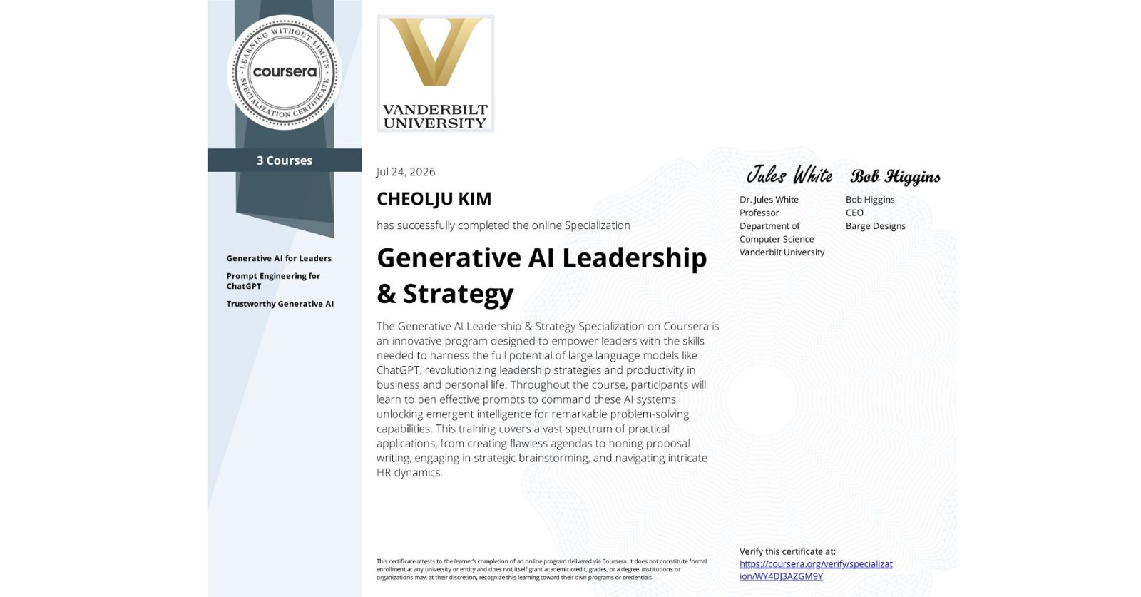 Generative AI Leadership & Strategy certificate